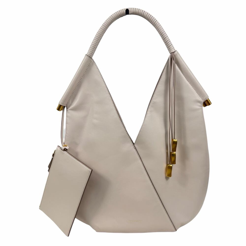 Donna Karan Baldwin Large Shoulder Bag with Pouch Sand White Leather - Picture 3 of 15